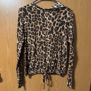 Leopard Print Women's Top with hood